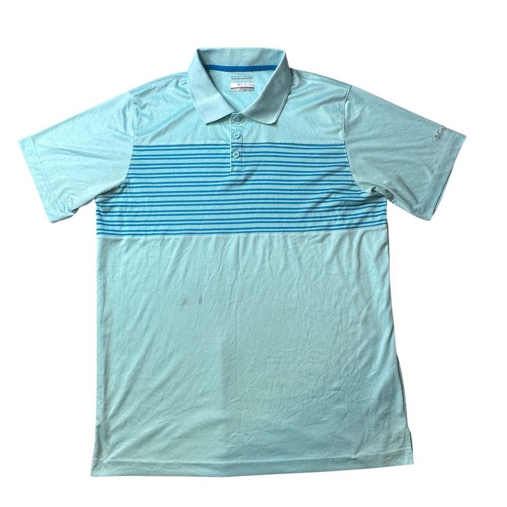 Columbia Polo Shirt Mens L Blue Omni-Wick Striped Short Sleeve Performance‎ Golf